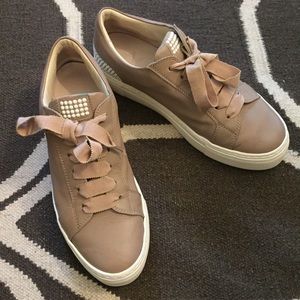AGL Blush Leather and Pearl Sneakers